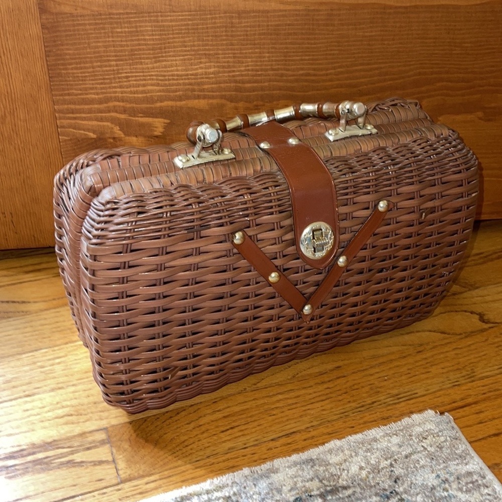 Vintage Paxton Product Hong Kong Picnic Basket Purse Unique Bag - Picture 3 of 6